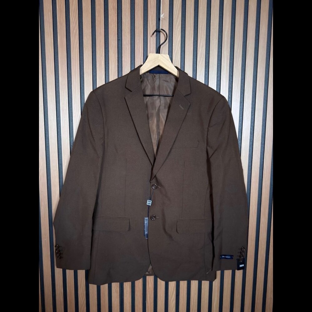 BraveMan Blazer 38R Men’s Brown Slim Fit 2 Button Suit Jacket